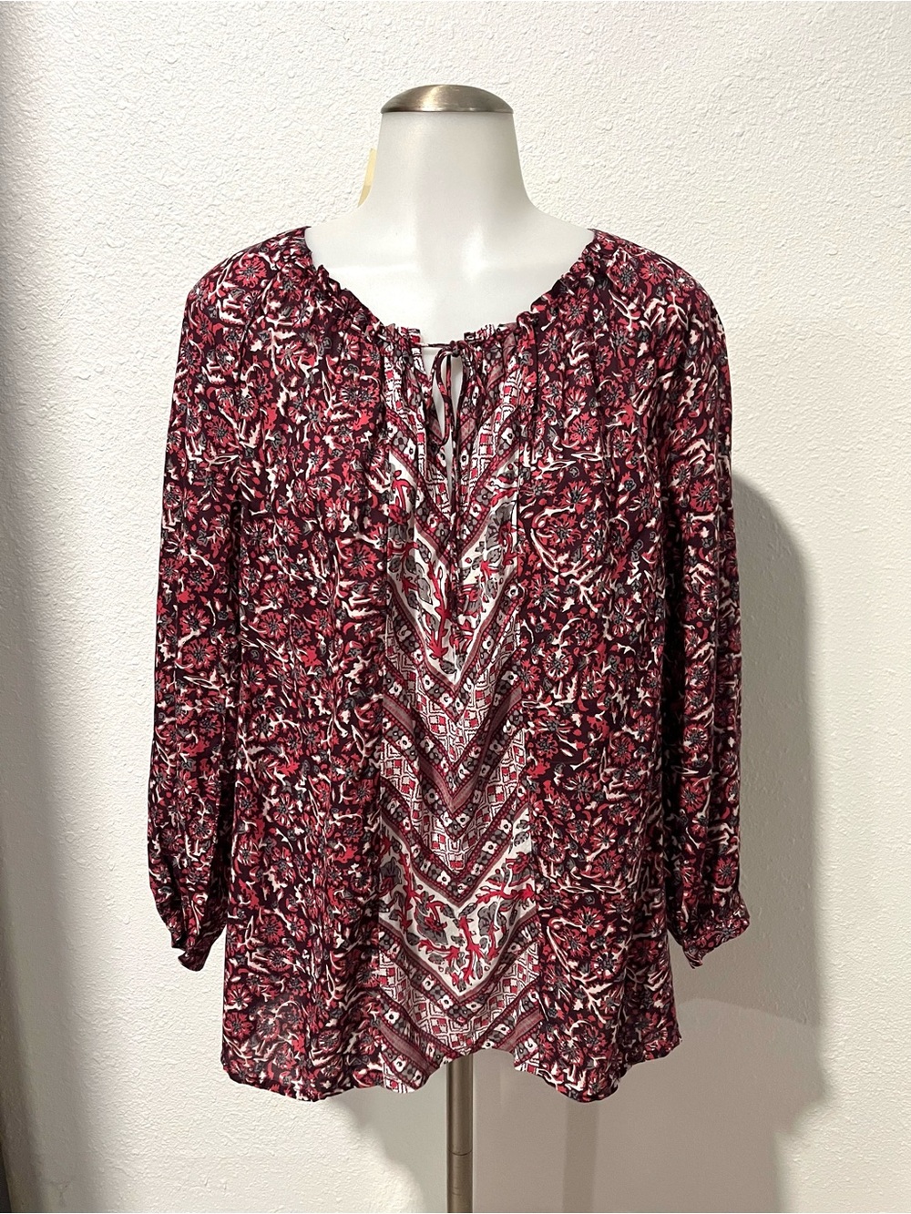Lucky Brand Bohemian Peasant Blouse Size Medium
